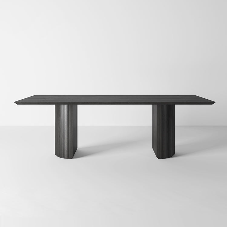 Industrial Solid Wood Dining Table Rectangle Table with Double Pedestal