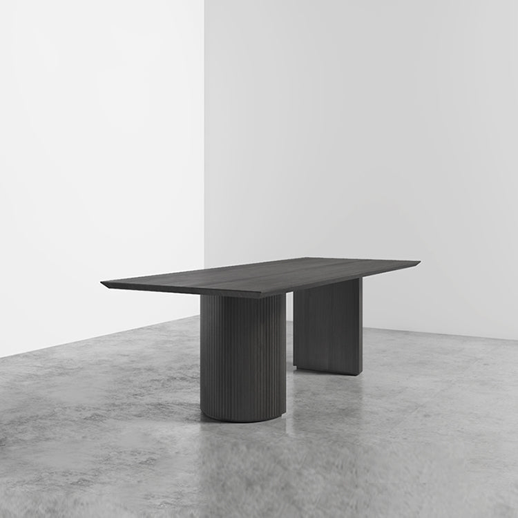Industrial Solid Wood Dining Table Rectangle Table with Double Pedestal