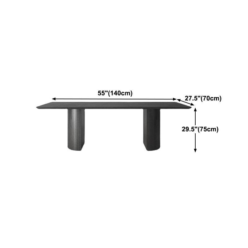 Industrial Solid Wood Dining Table Rectangle Table with Double Pedestal