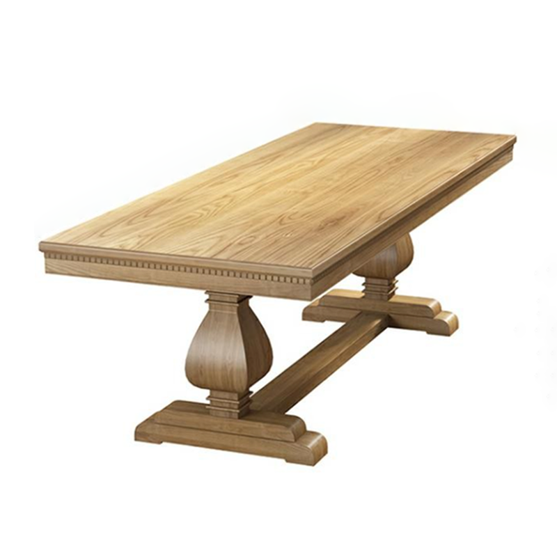 Mesa de comedor de madera maciza industrial mesa de cocina rectangular con base de caballete