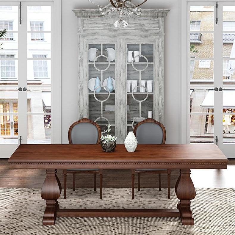 Mesa de comedor de madera maciza industrial mesa de cocina rectangular con base de caballete