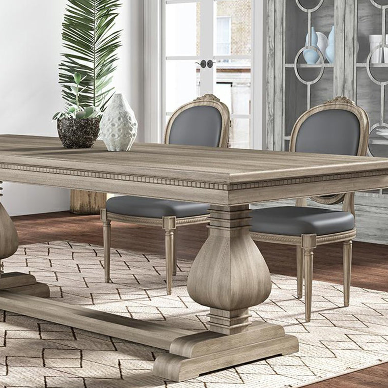 Mesa de comedor de madera maciza industrial mesa de cocina rectangular con base de caballete