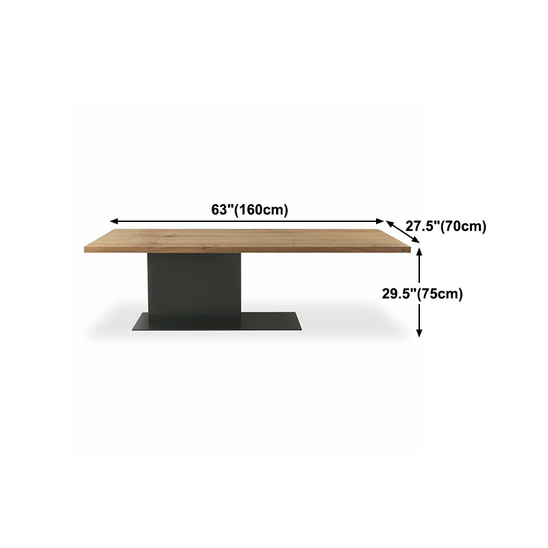 Industrial Pine Wood Dining Table Rectangle Kitchen Table with Metal Pedestal Base
