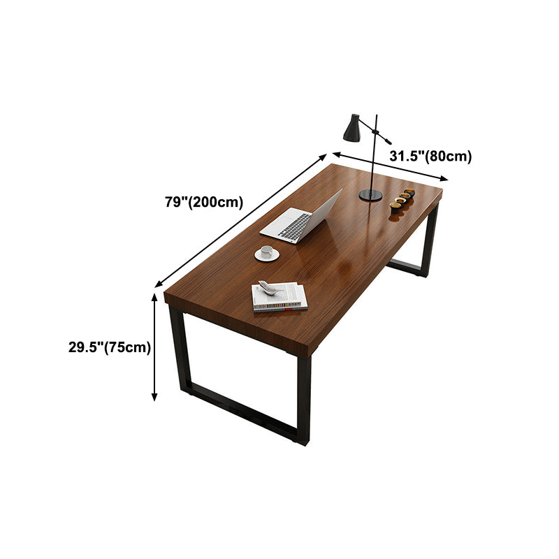 Rectangle Industrial Dining Table Solid Wood Top Dining Table with Metal Base