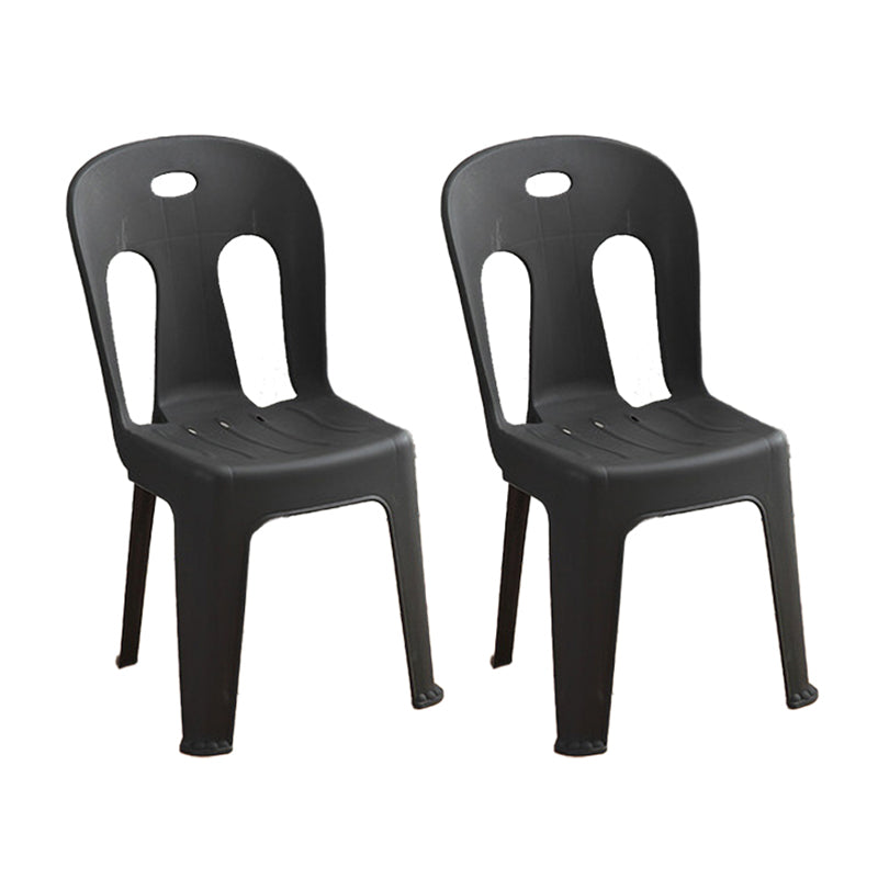 Modern design Plastic armloze eetstoelen stoelen Slat achter zijstoelen voor thuisgebruik