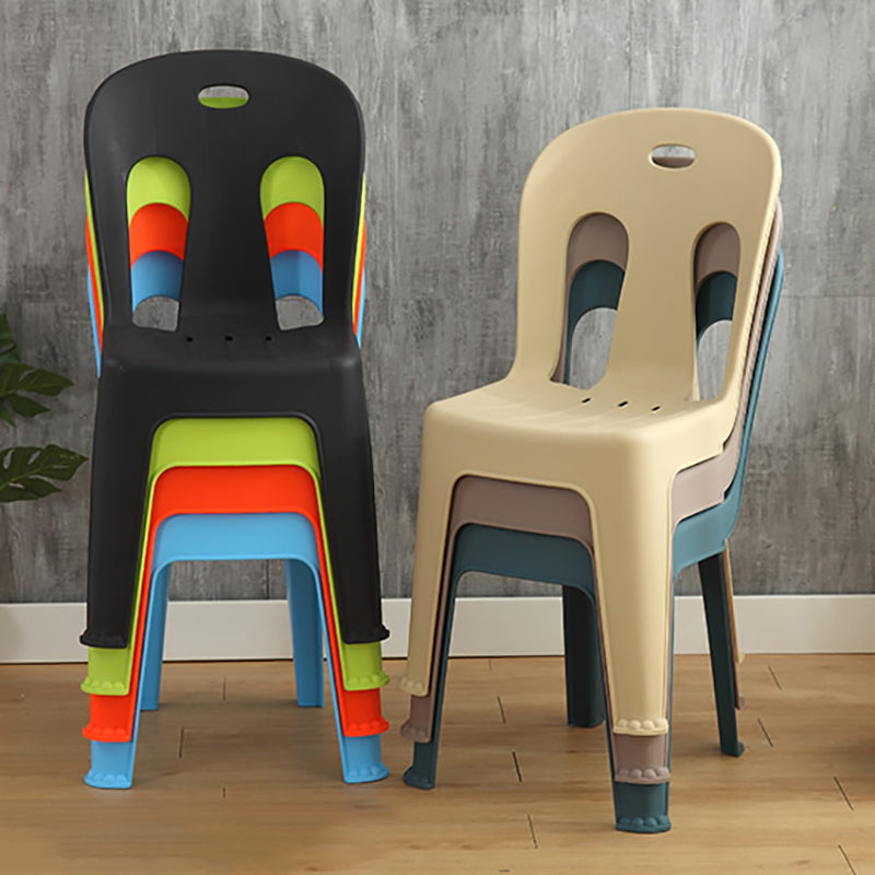 Modern design Plastic armloze eetstoelen stoelen Slat achter zijstoelen voor thuisgebruik