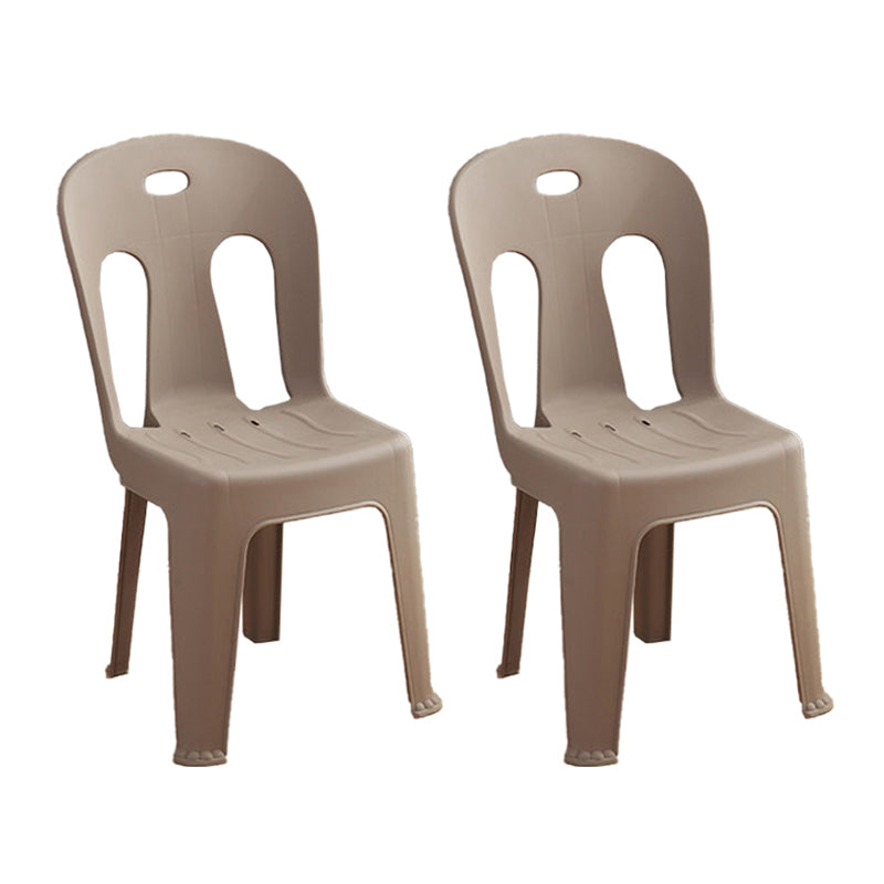 Modern design Plastic armloze eetstoelen stoelen Slat achter zijstoelen voor thuisgebruik