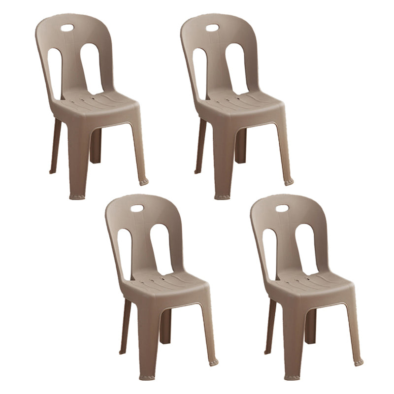 Modern design Plastic armloze eetstoelen stoelen Slat achter zijstoelen voor thuisgebruik