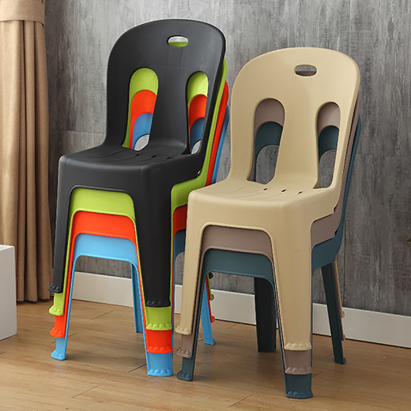Modern design Plastic armloze eetstoelen stoelen Slat achter zijstoelen voor thuisgebruik