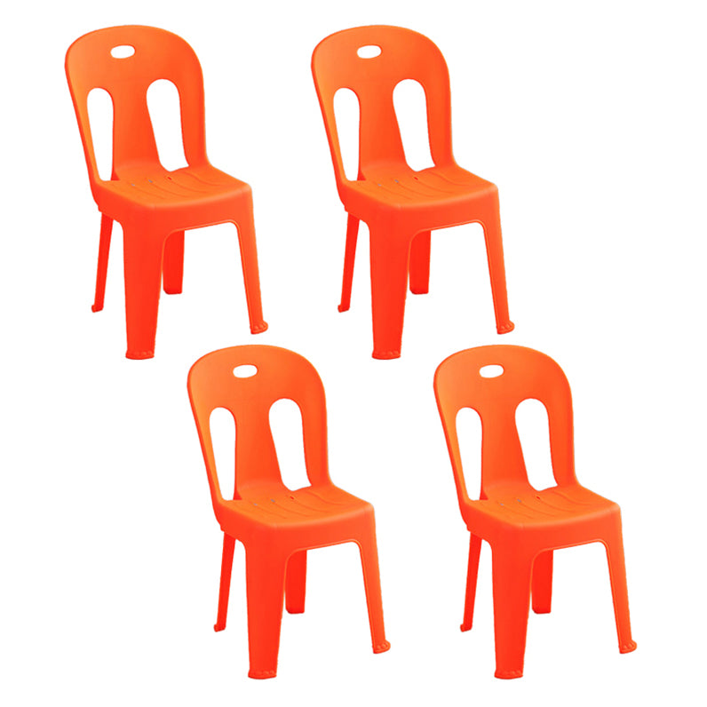 Modern design Plastic armloze eetstoelen stoelen Slat achter zijstoelen voor thuisgebruik