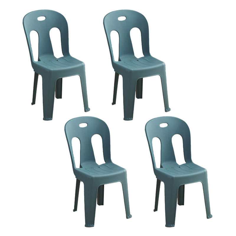 Modern design Plastic armloze eetstoelen stoelen Slat achter zijstoelen voor thuisgebruik