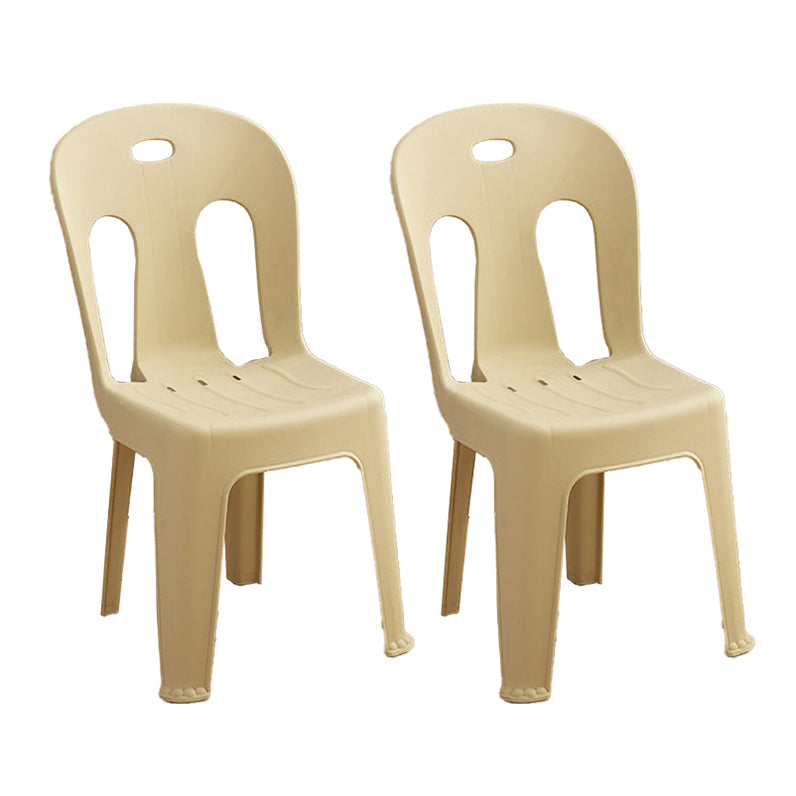 Modern design Plastic armloze eetstoelen stoelen Slat achter zijstoelen voor thuisgebruik