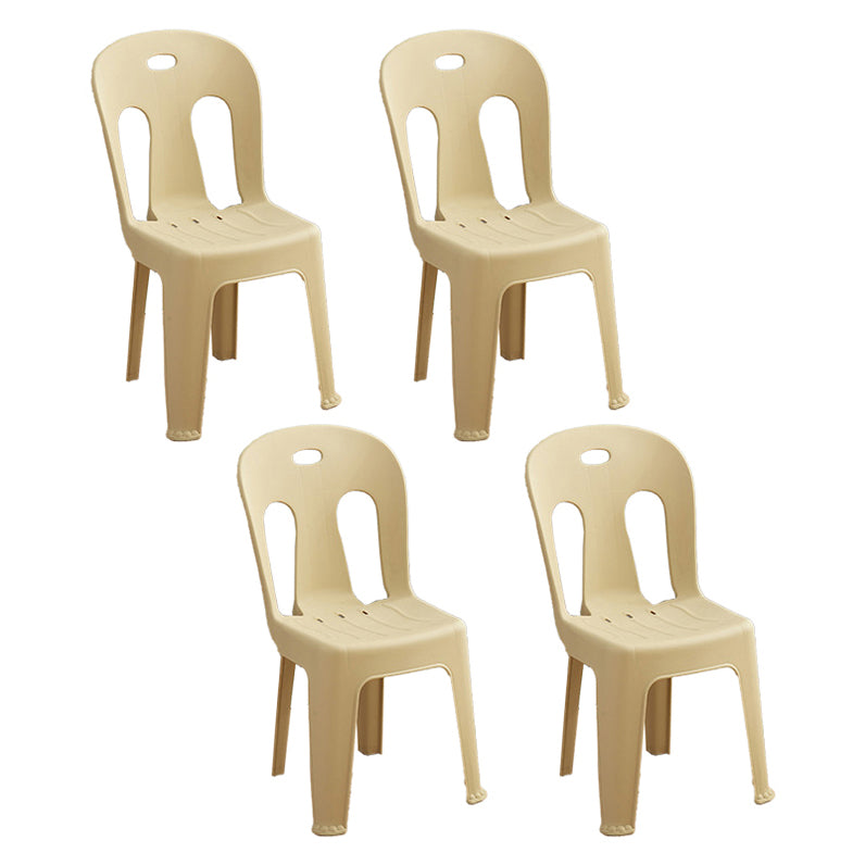 Modern design Plastic armloze eetstoelen stoelen Slat achter zijstoelen voor thuisgebruik