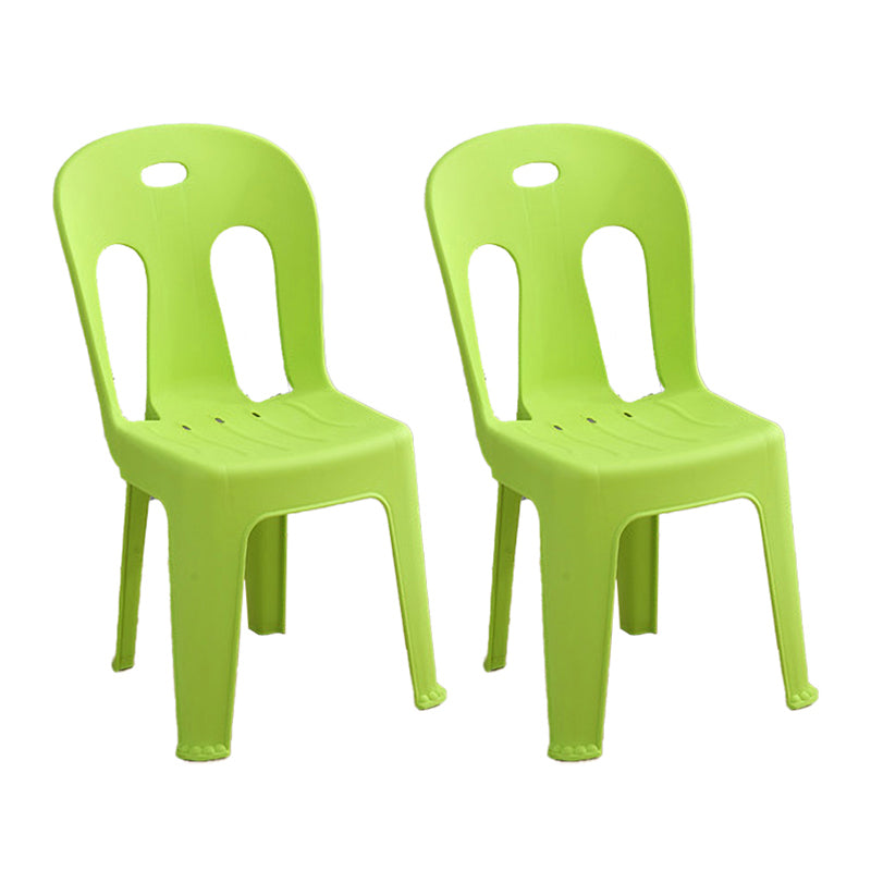 Modern design Plastic armloze eetstoelen stoelen Slat achter zijstoelen voor thuisgebruik
