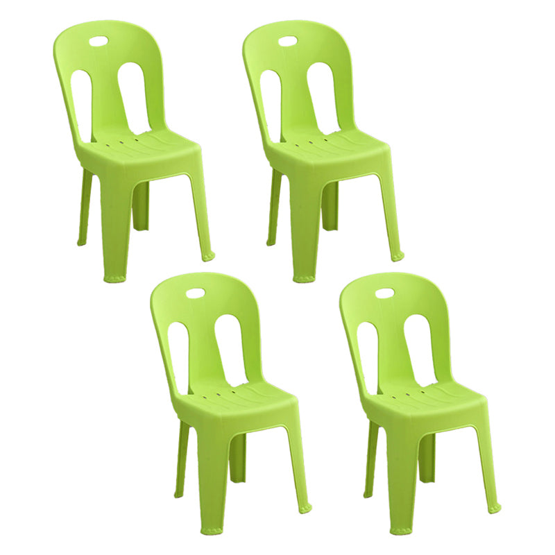 Modern design Plastic armloze eetstoelen stoelen Slat achter zijstoelen voor thuisgebruik