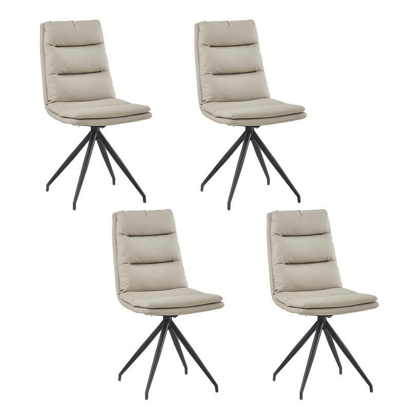Sillas de comedor de cuero sin brazos con respaldo sólido de estilo industrial para uso doméstico