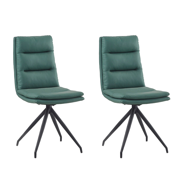 Sillas de comedor de cuero sin brazos con respaldo sólido de estilo industrial para uso doméstico