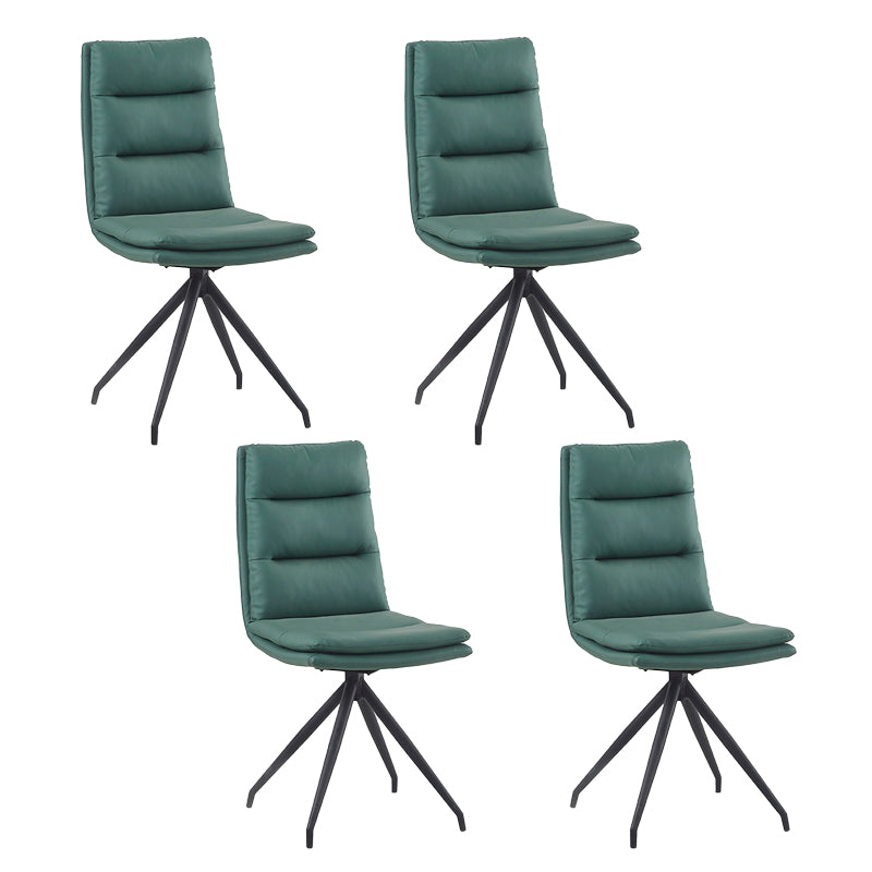Sillas de comedor de cuero sin brazos con respaldo sólido de estilo industrial para uso doméstico