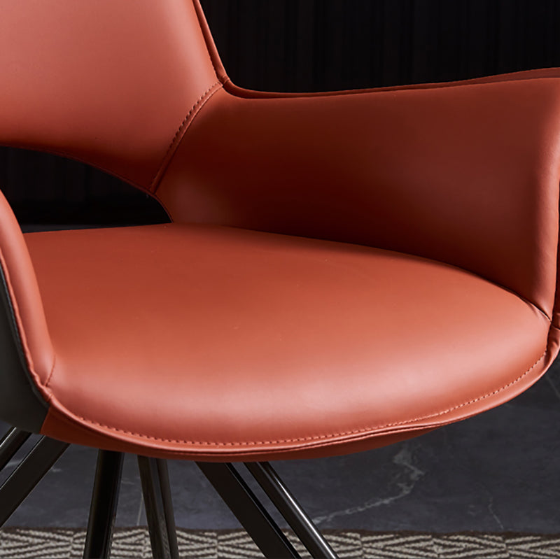 Sillas de comedor de cuero con brazo de estilo industrial, respaldo abierto, silla lateral para el hogar