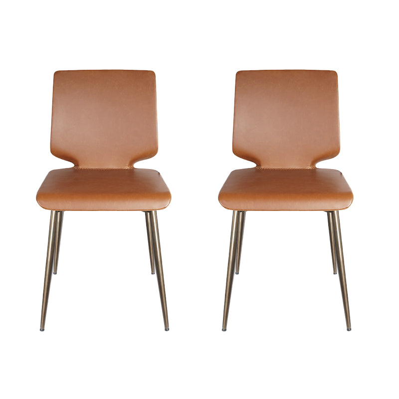 Sillas de comedor de cuero de estilo contemporáneo, silla con respaldo sólido sin brazos para cocina