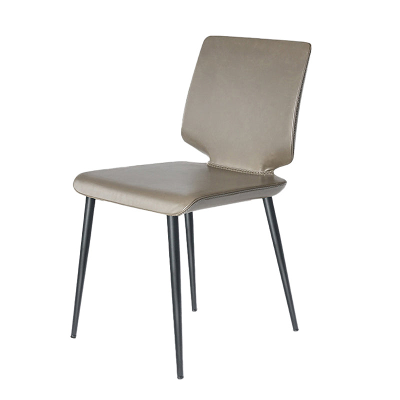 Sillas de comedor de cuero de estilo contemporáneo, silla con respaldo sólido sin brazos para cocina