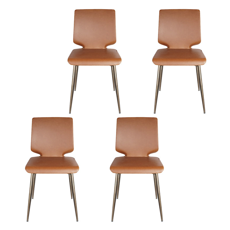 Sillas de comedor de cuero de estilo contemporáneo, silla con respaldo sólido sin brazos para cocina