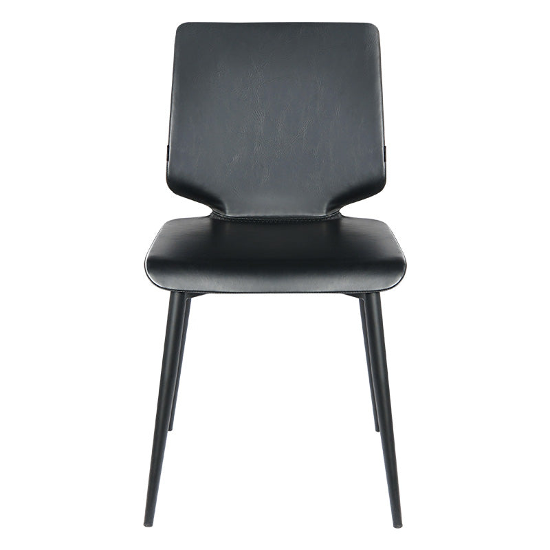 Sillas de comedor de cuero de estilo contemporáneo, silla con respaldo sólido sin brazos para cocina