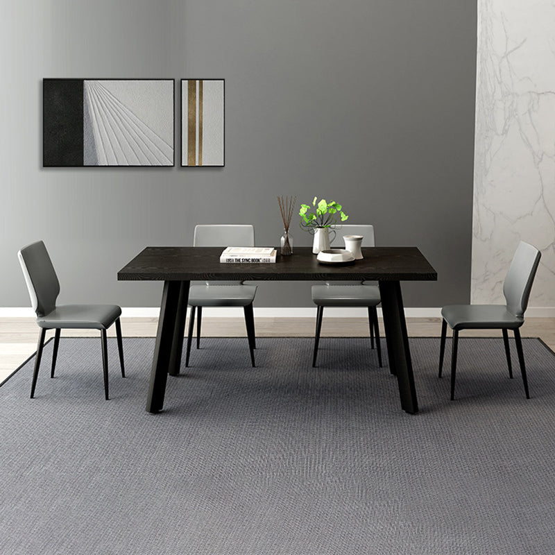 Sillas de comedor de cuero de estilo contemporáneo, silla con respaldo sólido sin brazos para cocina