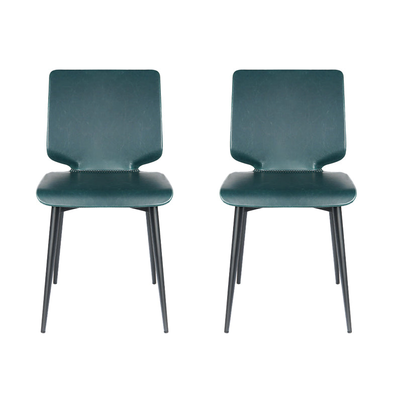Sillas de comedor de cuero de estilo contemporáneo, silla con respaldo sólido sin brazos para cocina