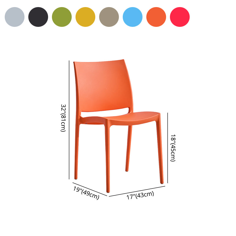 Silla lateral de comedor escandinava sin brazos con respaldo abierto Sillas laterales de comedor de plástico