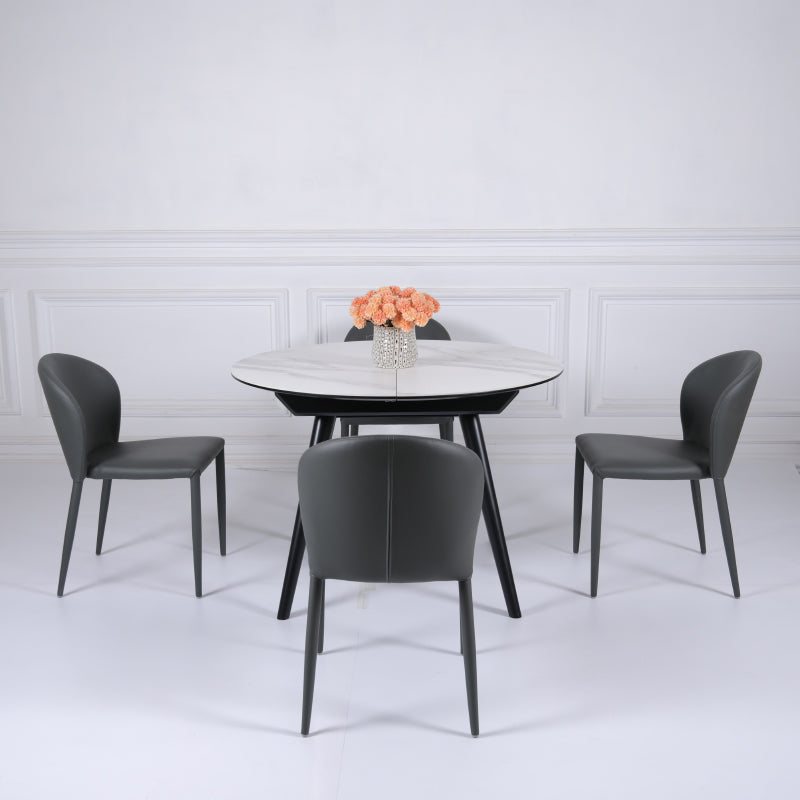 Minimalistische stijl armloze vaste achterzijde stoelen lederen eetkamerstoelen voor thuis