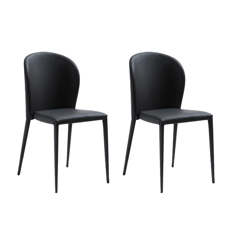 Minimalistische stijl armloze vaste achterzijde stoelen lederen eetkamerstoelen voor thuis