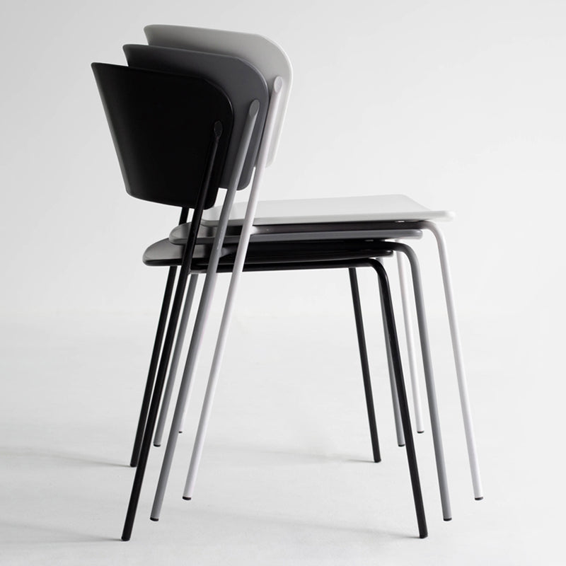 Silla lateral de comedor con respaldo abierto de diseño industrial, silla de comedor de plástico apilable