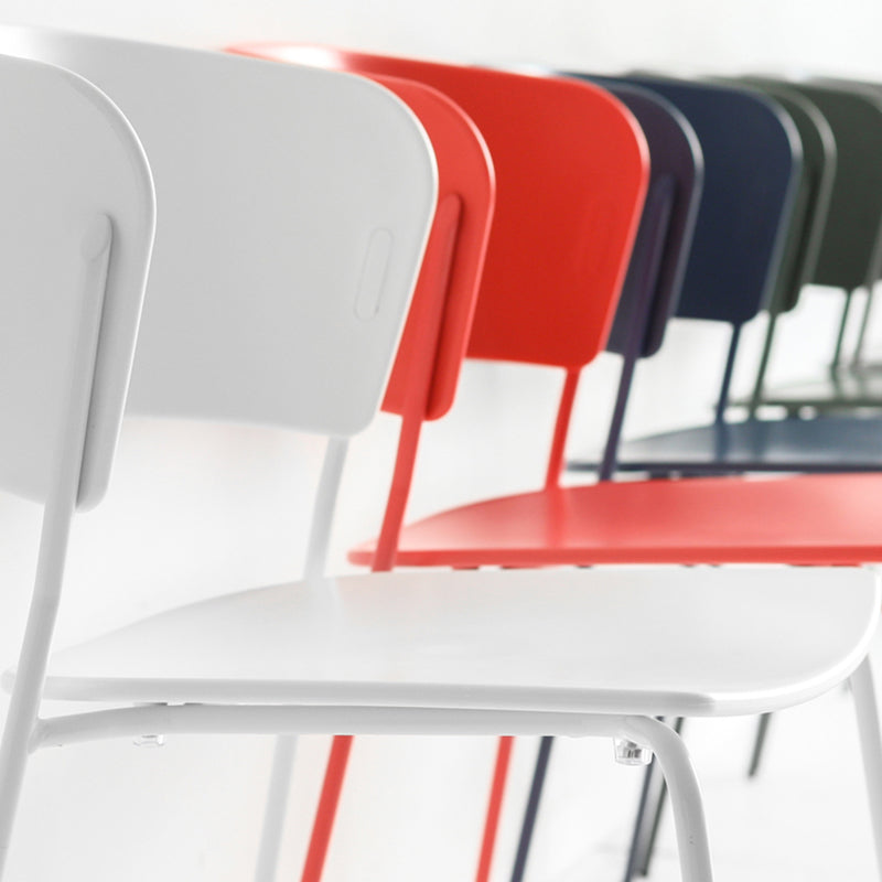 Silla lateral de comedor con respaldo abierto de diseño industrial, silla de comedor de plástico apilable