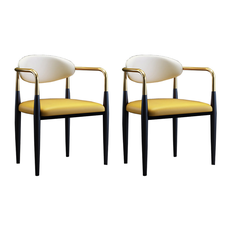 Silla lateral de comedor con respaldo abierto de diseño industrial, sillas de comedor de cuero para el hogar