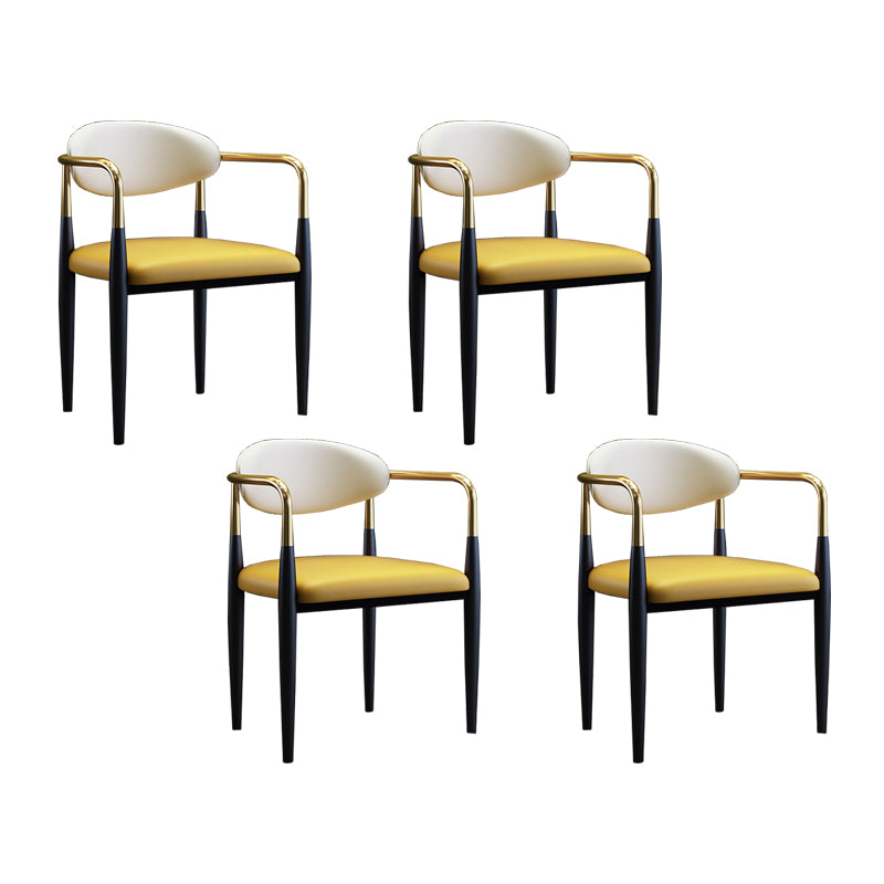 Silla lateral de comedor con respaldo abierto de diseño industrial, sillas de comedor de cuero para el hogar
