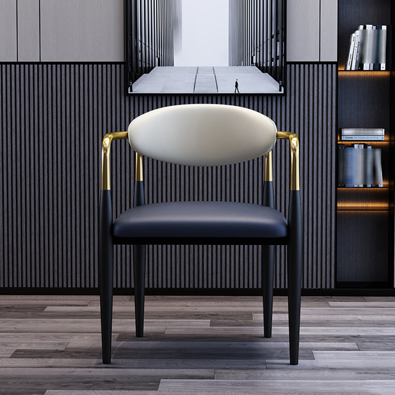 Silla lateral de comedor con respaldo abierto de diseño industrial, sillas de comedor de cuero para el hogar