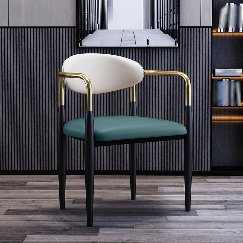 Chaise latérale de salle à manger à dossier ouvert de conception industrielle, chaises de salle à manger en cuir pour la maison