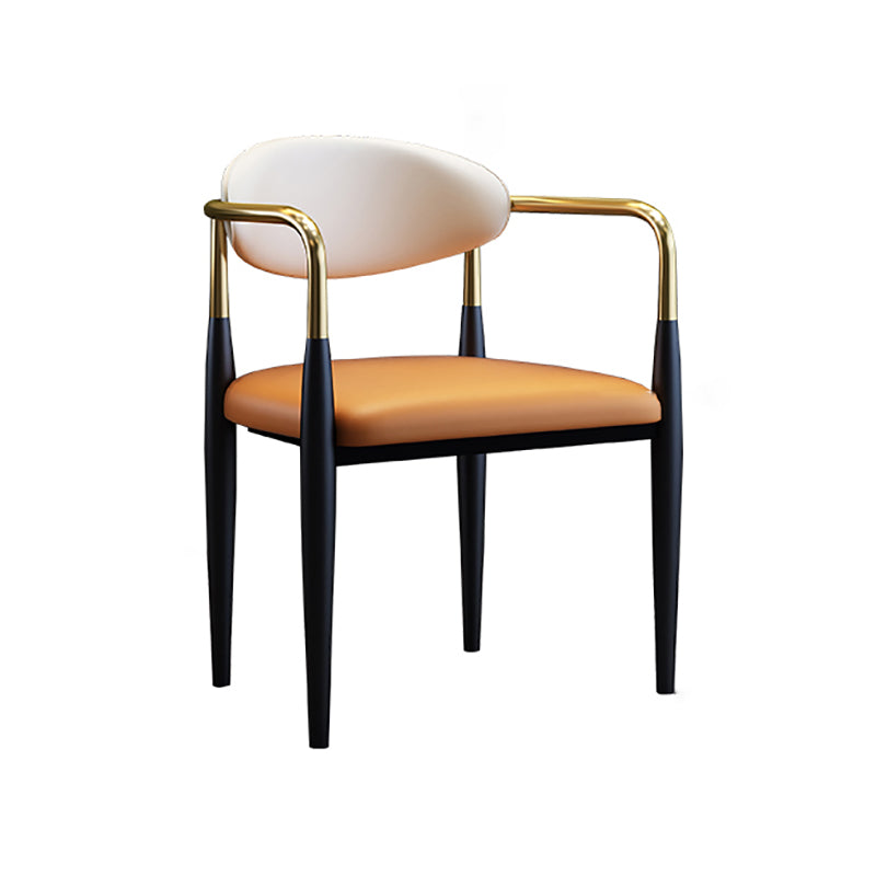 Silla lateral de comedor con respaldo abierto de diseño industrial, sillas de comedor de cuero para el hogar