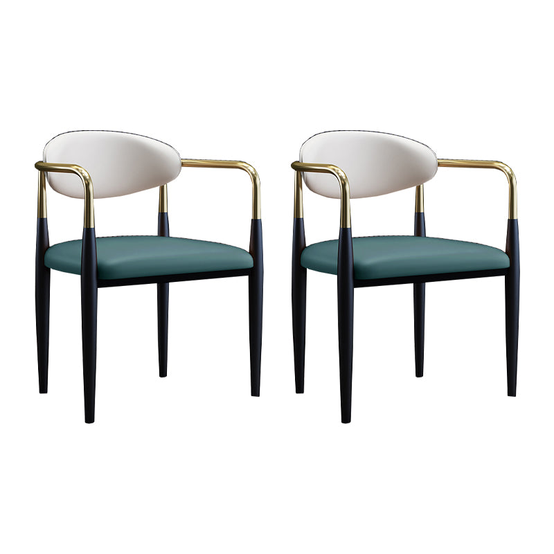 Silla lateral de comedor con respaldo abierto de diseño industrial, sillas de comedor de cuero para el hogar