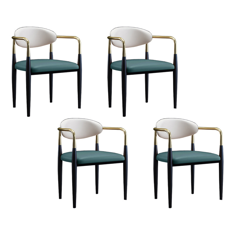Silla lateral de comedor con respaldo abierto de diseño industrial, sillas de comedor de cuero para el hogar