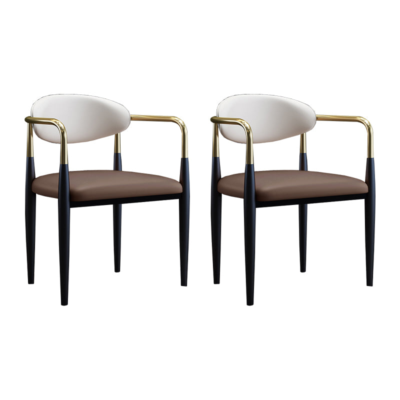 Silla lateral de comedor con respaldo abierto de diseño industrial, sillas de comedor de cuero para el hogar