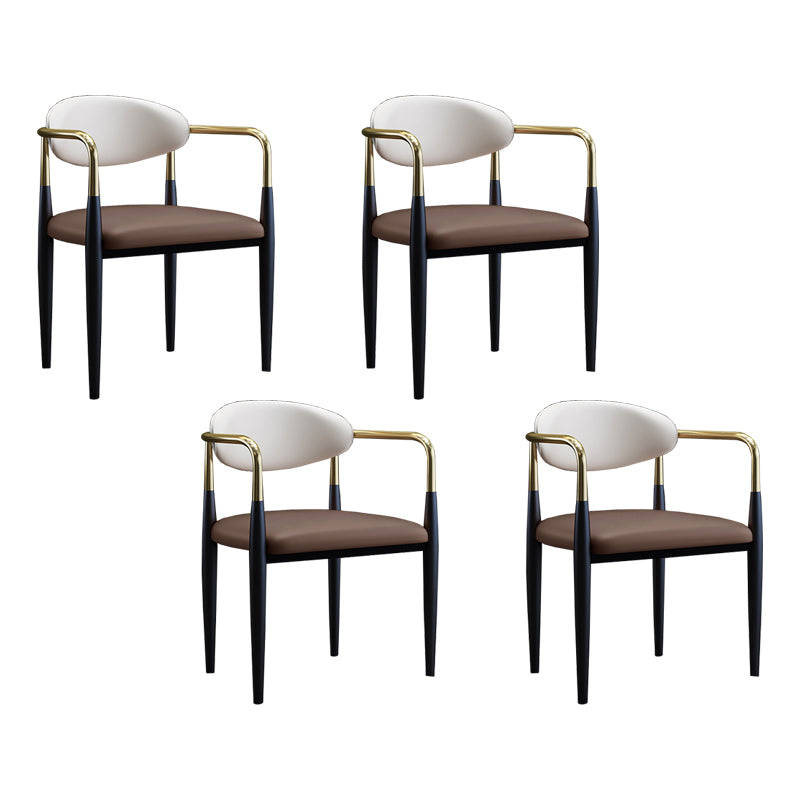 Silla lateral de comedor con respaldo abierto de diseño industrial, sillas de comedor de cuero para el hogar