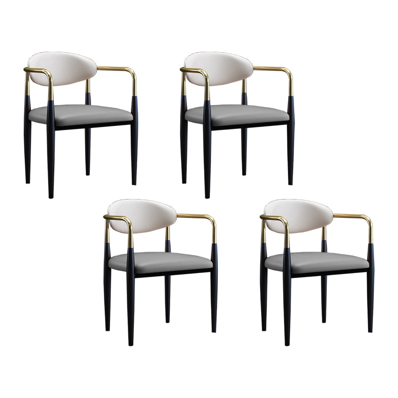 Silla lateral de comedor con respaldo abierto de diseño industrial, sillas de comedor de cuero para el hogar