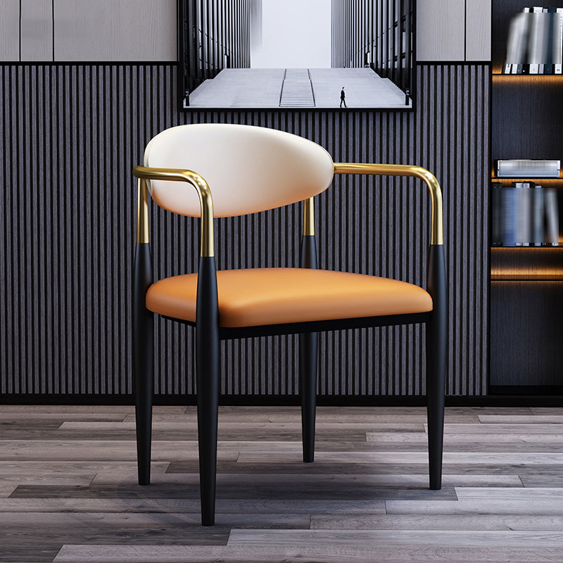 Silla lateral de comedor con respaldo abierto de diseño industrial, sillas de comedor de cuero para el hogar