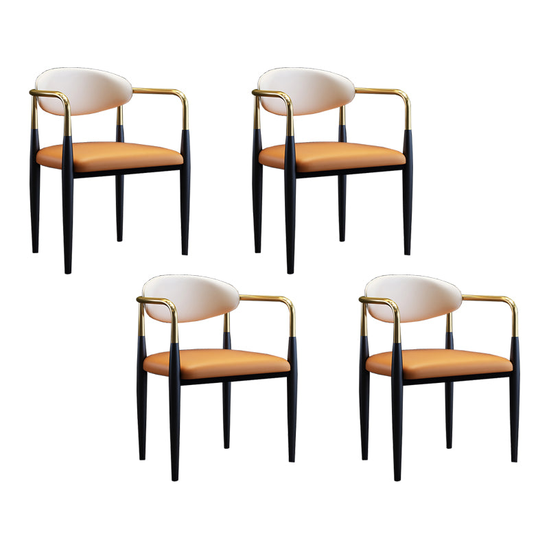 Silla lateral de comedor con respaldo abierto de diseño industrial, sillas de comedor de cuero para el hogar