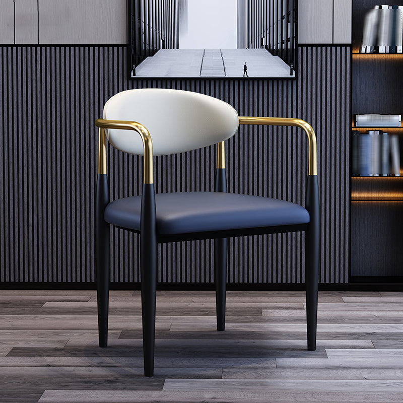 Chaise latérale de salle à manger à dossier ouvert de conception industrielle, chaises de salle à manger en cuir pour la maison