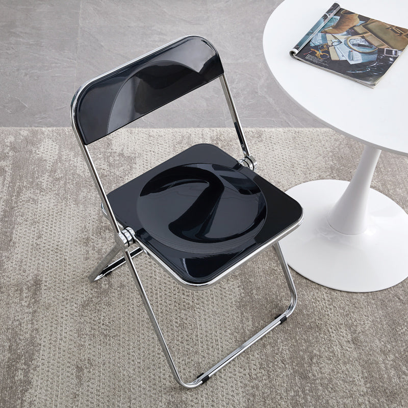 Chaise sans bras de salle à manger en plastique industrielle, chaise latérale de salle à manger à dossier ouvert