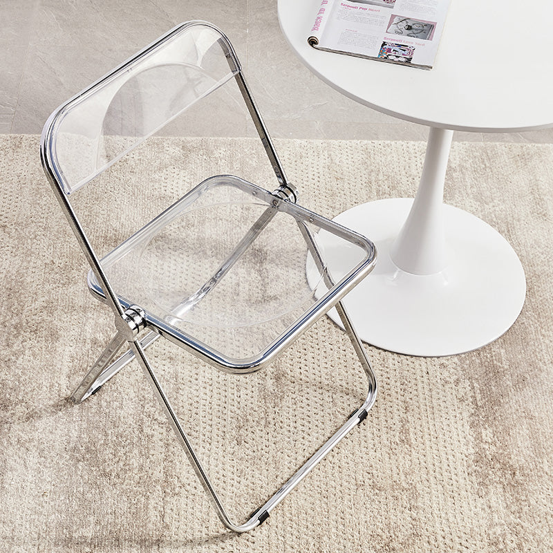 Chaise sans bras de salle à manger en plastique industrielle, chaise latérale de salle à manger à dossier ouvert