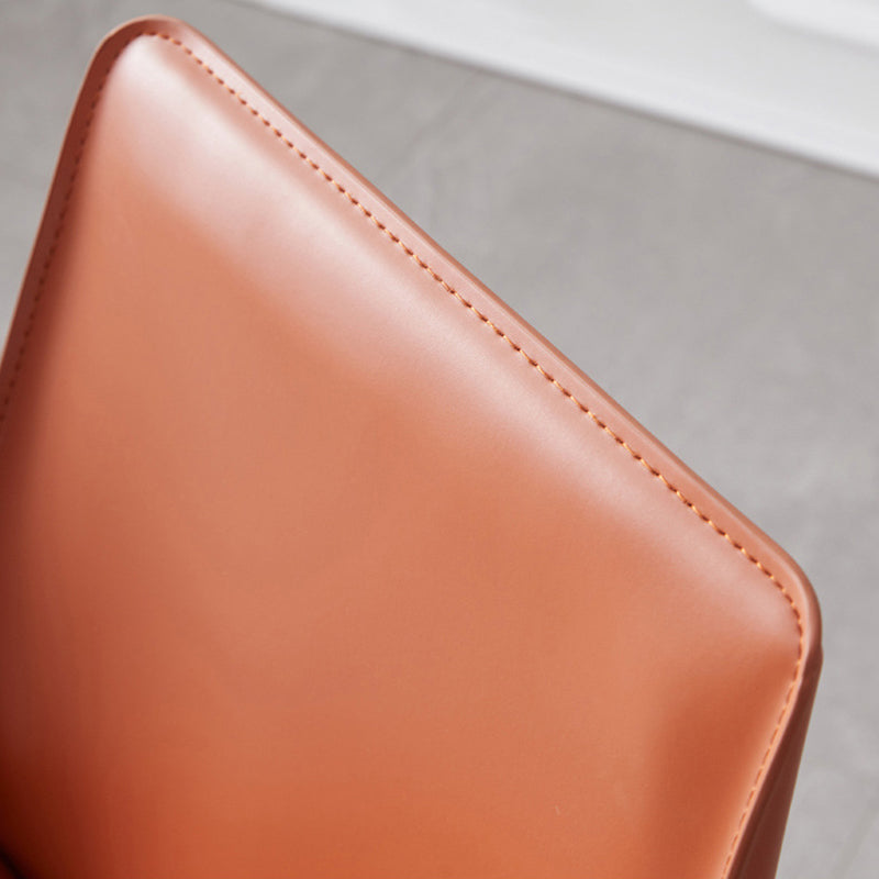 Minimalist Style Armless Solid Back Dining Side Chairs Leather Dining Chairs